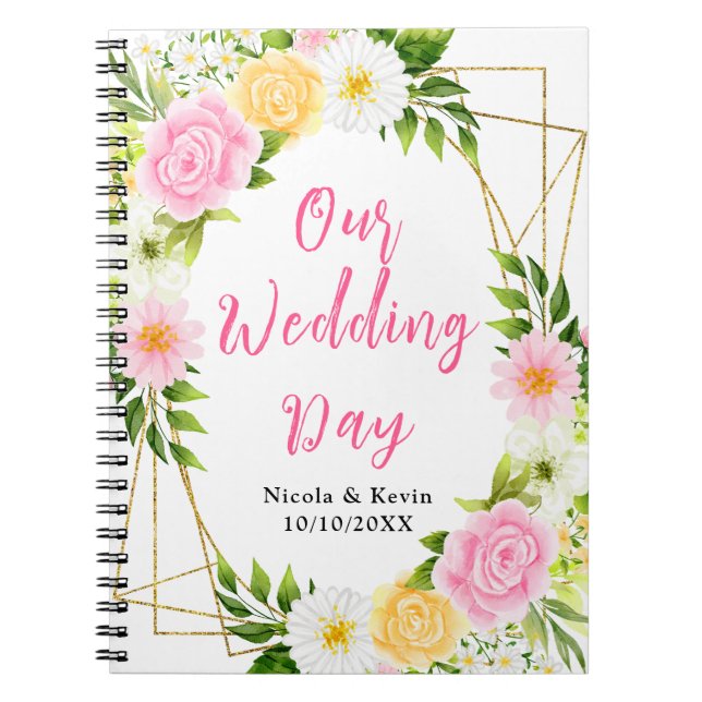 Carnet Summer Pink and Yellow Floral Wedding Planner (Devant)