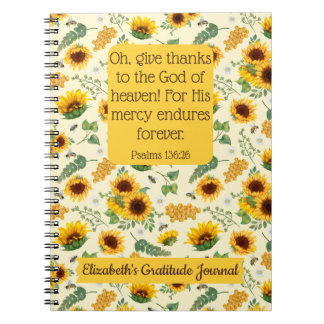 Carnet Sunflowers Bees Custom Bible Verse Christian Cadea