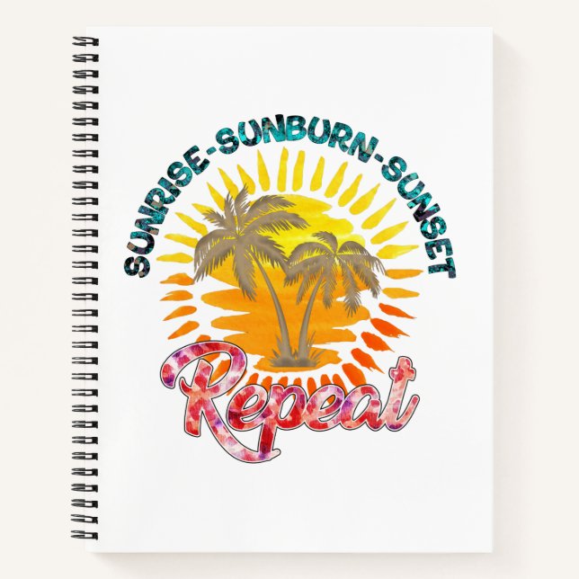 Carnet Sunrise-Sunburn-Sunset-Repeat | Palmiers d'or (Devant)