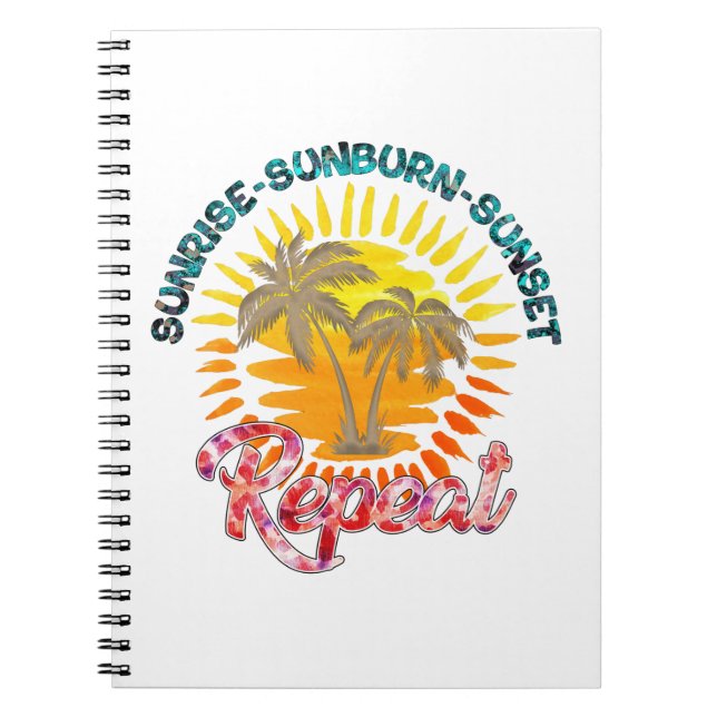 Carnet Sunrise-Sunburn-Sunset-Repeat | Palmiers d'or (Devant)