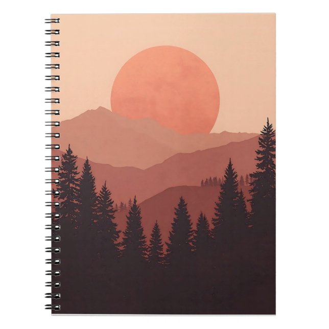 Carnet Sunset Mountain Forest Nature Illustration (Devant)