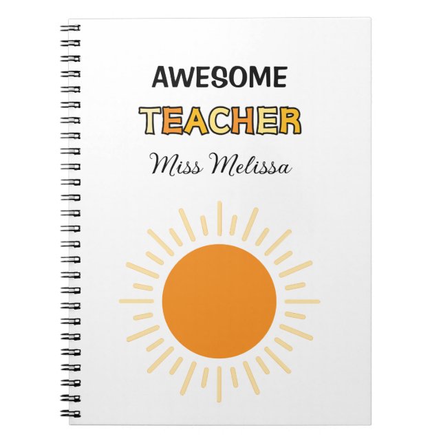 Carnet Sunshine Awesome cadeau enseignant meilleur enseig (Devant)