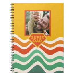 Carnet Super Papa photo personnalisée avec ondes rétro