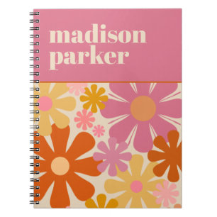 Carnet Super Retro Floral Personnalisé 60s Esthétique