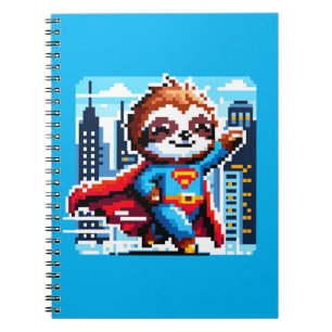Carnet Super Sloth Funny Pixel Art Hero Design de paysage