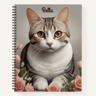 Carnet Superbe chat américain à cheveux courts avec Rose