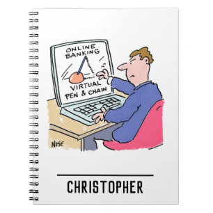 Carnet Sur Computer Online Banking Drôle Cartoon