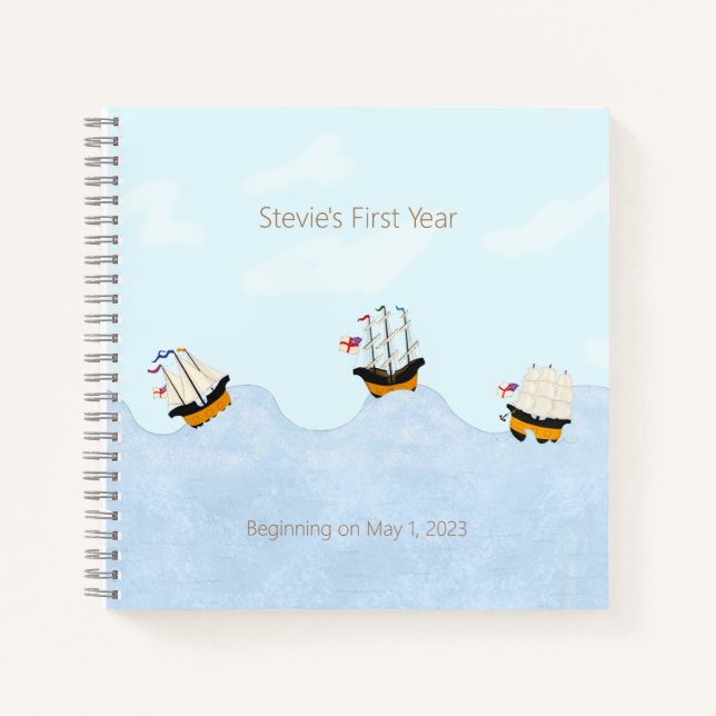 Carnet Sur le Rolling Sea Custom Kids & Baby Diary (Devant)
