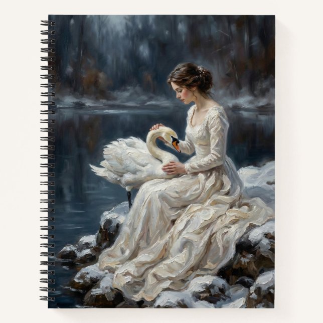 Carnet Swan Maiden Winter Lake Romance Fantasy Art (Devant)