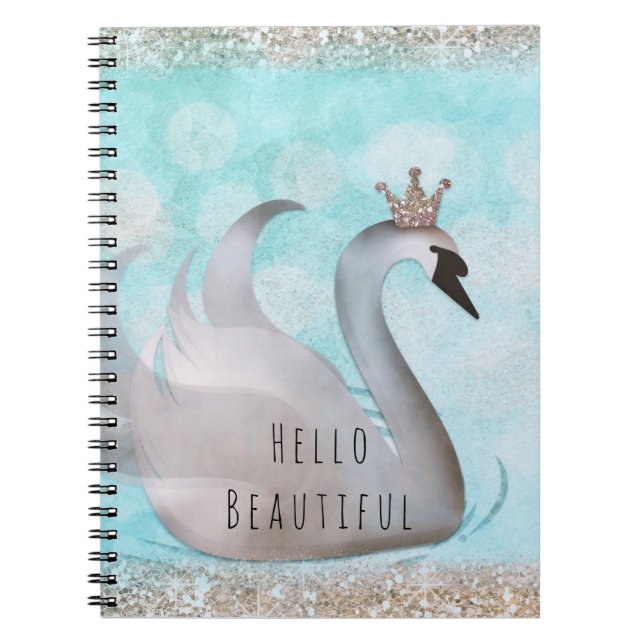 Carnet Swan Princess Faux Gold Parties scintillant Chic F (Devant)