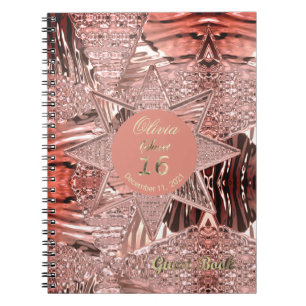 Carnet Sweet 16th Birthday Party Guest Book Rose Gold