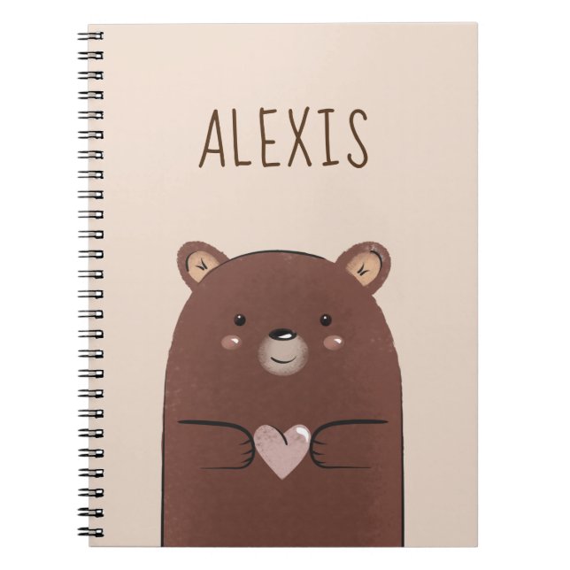Carnet Sweet Brown bébé ours et coeur Nom de l'enfant Crè (Devant)