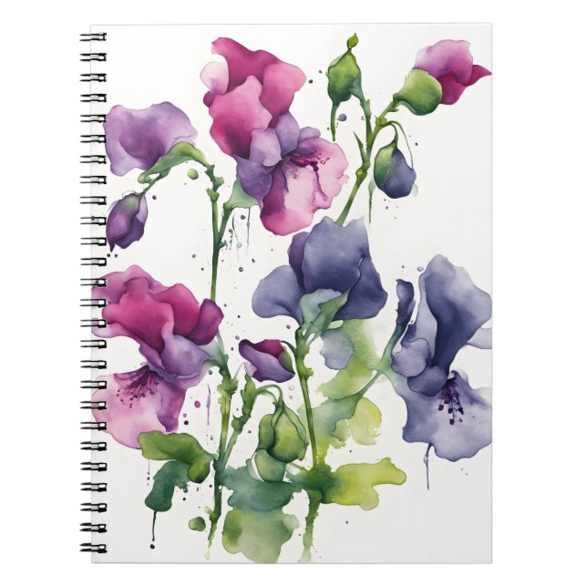Carnet Sweet Pea - Watercolor flowers (Devant)