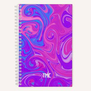 Carnet Swirl Marble Peinture Artiste INITIALES Rose viole