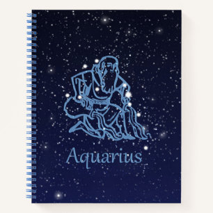 Carnet Symbole Aquarius Constellation et Zodiaque avec é
