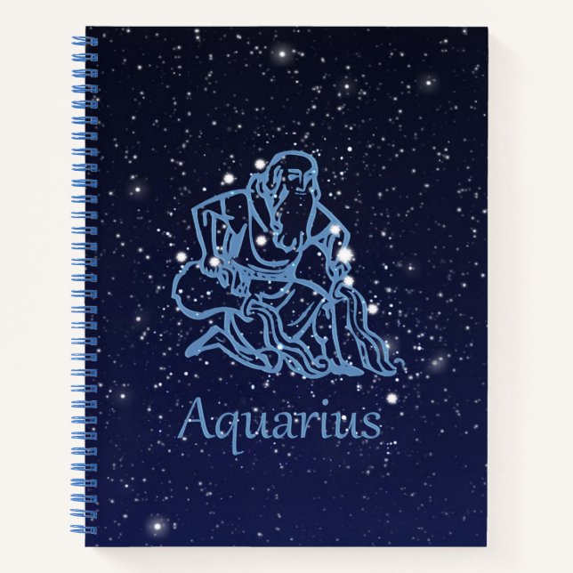 Carnet Symbole Aquarius Constellation et Zodiaque avec ét (Devant)