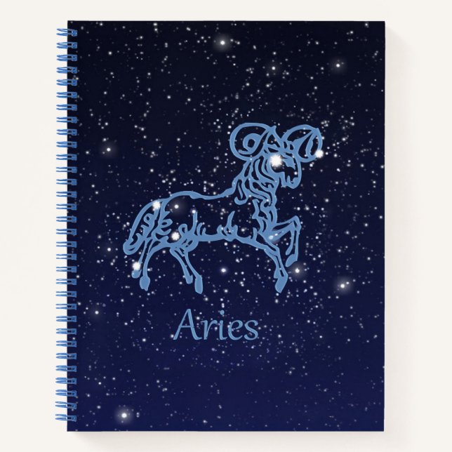 Carnet Symbole Aries Constellation et Zodiac avec étoiles (Devant)