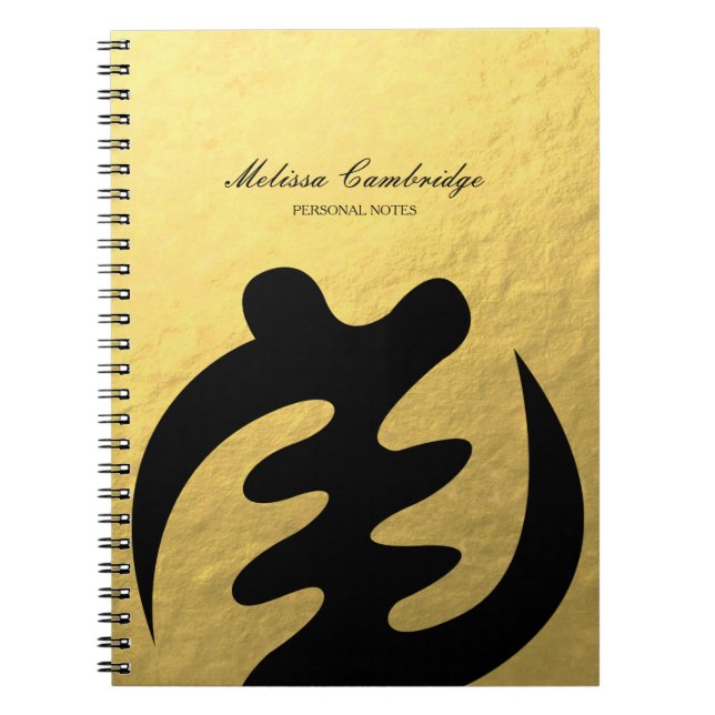Carnet Symbole d'Adinkra de pour feuille d'or de Faux de (Devant)
