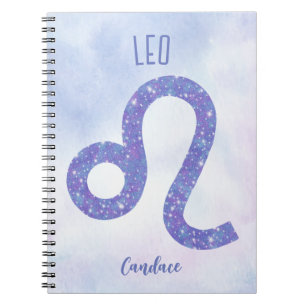 Carnet Symbole d'Astrologie Leo Personnalisé Violet