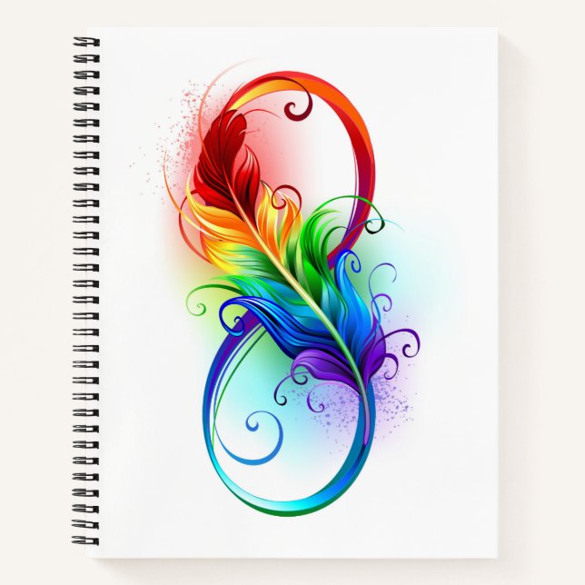 Carnet Symbole d'infini avec plume arc-en-ciel (Devant)
