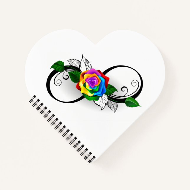 Carnet Symbole d'infini avec Rose arc-en-ciel (Devant)