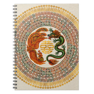 Carnet Symbole du Bonheur avec Phoenix et Dragon