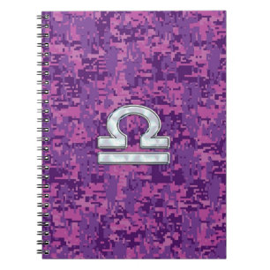 Carnet Symbole du Zodiaque de Libra sur Camo numérique Fu