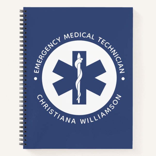 Carnet Symbole EMT personnalisé Technicien Médicale d'urg (Devant)
