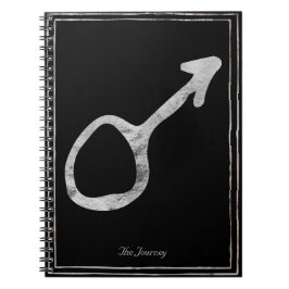 Carnet Symbole martelé d'argent stylisé planète Mars