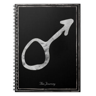 Carnet Symbole martelé d'argent stylisé planète Mars