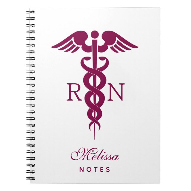 Carnet Symbole Médicale rouge Caduceus Nurse (Devant)