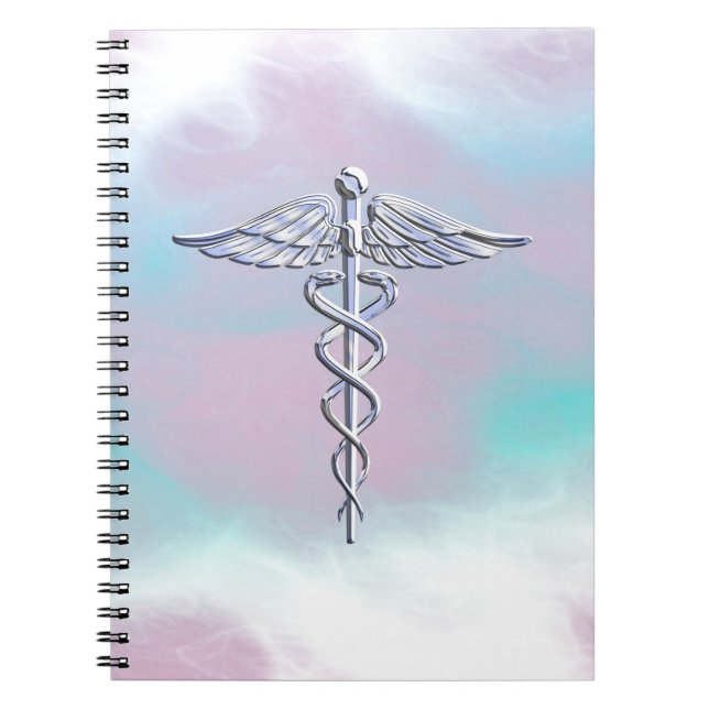 Carnet Symbole Médicale Silver Caduceus Mère Pearl Décor (Devant)