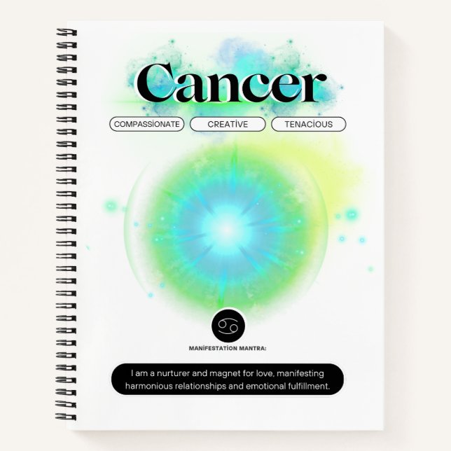 Carnet Symbole moderne Zodiaque Cancer Quote d'eau Élémen (Devant)