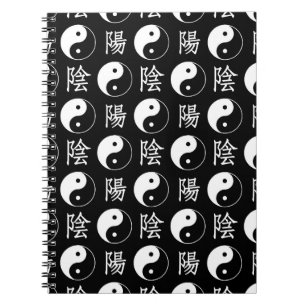 Carnet Symbole Yinyang noir Motif de texte chinois
