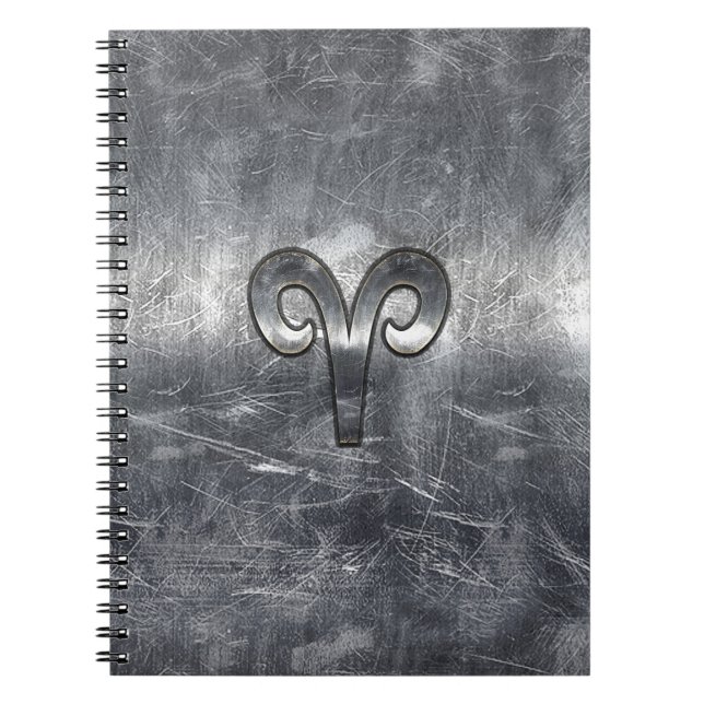 Carnet Symbole Zodiac Aries en acier argenté (Devant)