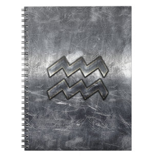Carnet SYMBOLE Zodiaque Aquarius Acier en argent désorgan