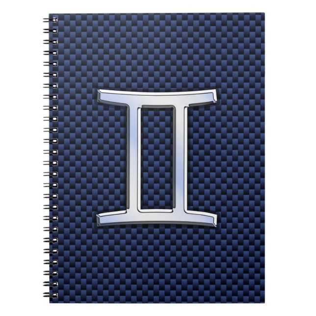 Carnet SYMBOLE Zodiaque Gemini Marine Style Fibre de carb (Devant)