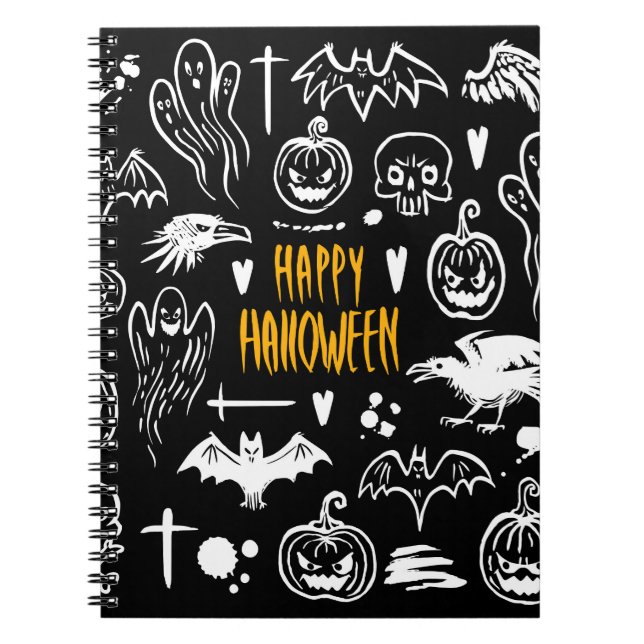 Carnet Symboles d'Halloween dessinés à la main, collectio (Devant)