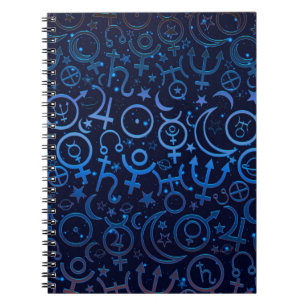 Carnet Symboles planétaires Bleus Planètes Universelles M