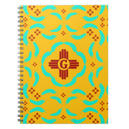 Carnet Symboles Red Zia Nouveau-Mexique Plumes turquoise