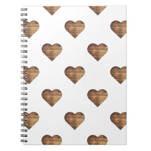 Carnet Symétrique Grand coeur en bois Brown rustique