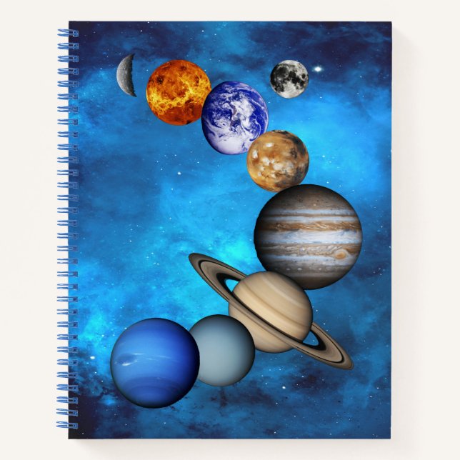 Carnet Système Solaire - Nos Planètes Sur Un Ciel Bleu Pr (Devant)