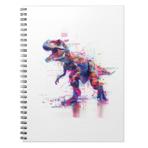 Carnet T-Rex Dinosaure Glitch Futuriste