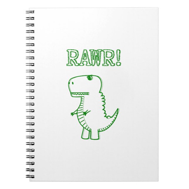 Carnet T-Rex Dinosaure Vert En Colère (Devant)