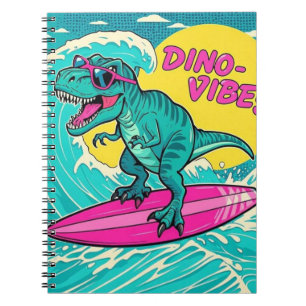 Carnet T-Rex portant des lunettes de soleil et chevauchan