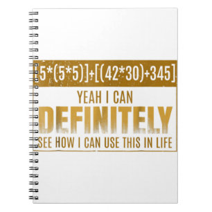 Carnet T-shirt équation Math drôle Je déteste Math Puns S