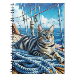 Carnet Tabby Chat Sur Les Cordes De Bateau
