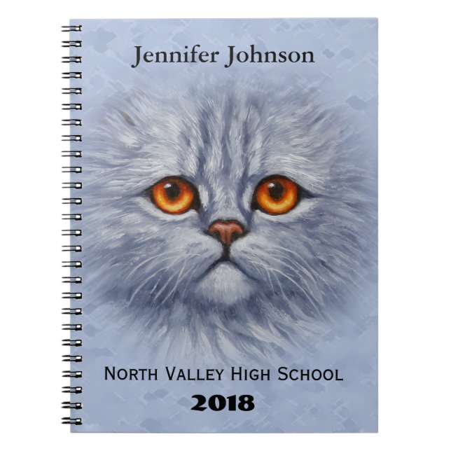 Carnet Tabby Fluffé Chat Kitten Visage gris clair (Devant)
