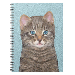 Carnet Tabby Gris Peinture Chat - Cute Original Art Chat