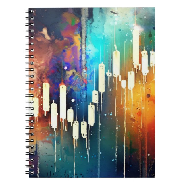 Carnet Tableau à chandelles abstraites colorées (Devant)